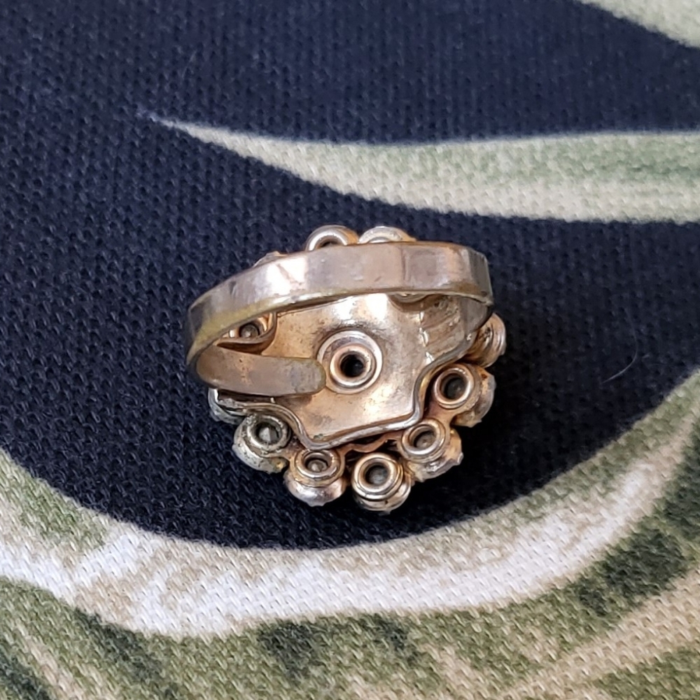 Vintage AB Rhinestone Cluster Dome Cocktail Ring - Picture 3 of 3